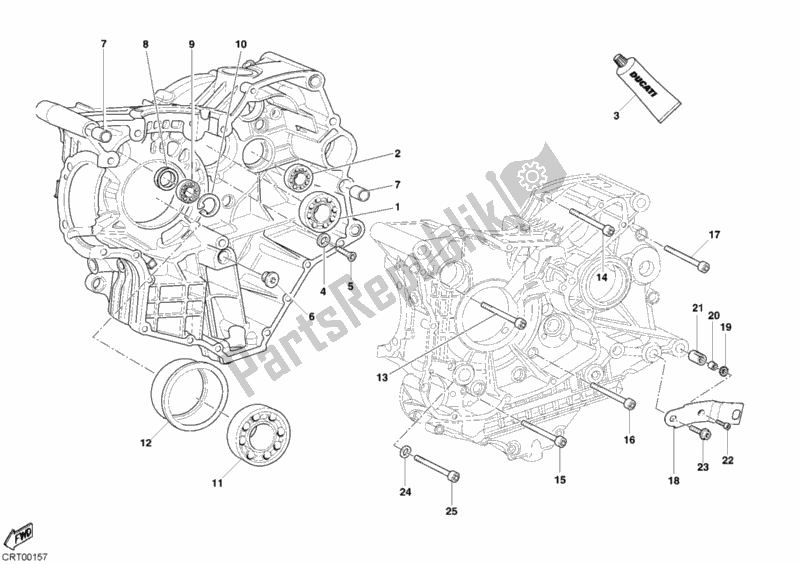 All parts for the Crankcase Bearings of the Ducati Superbike 999 R Xerox 2006